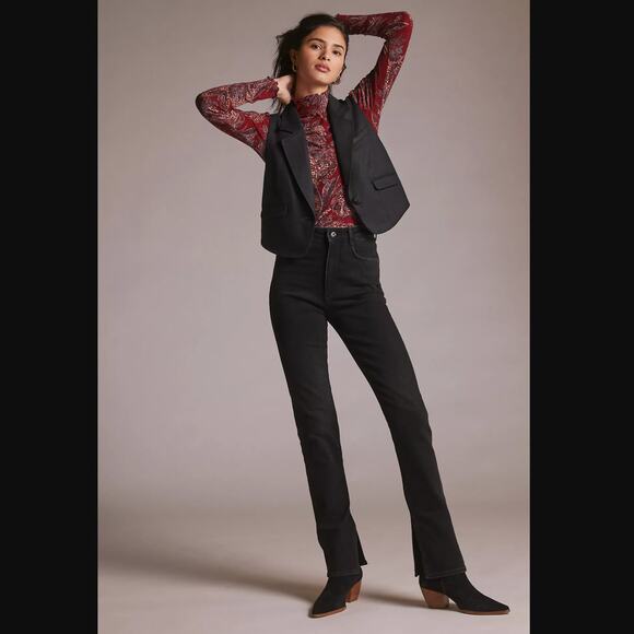 Pilcro The Split Straight Jeans in Black - New, Size 26 Waist - Picture 5 of 7